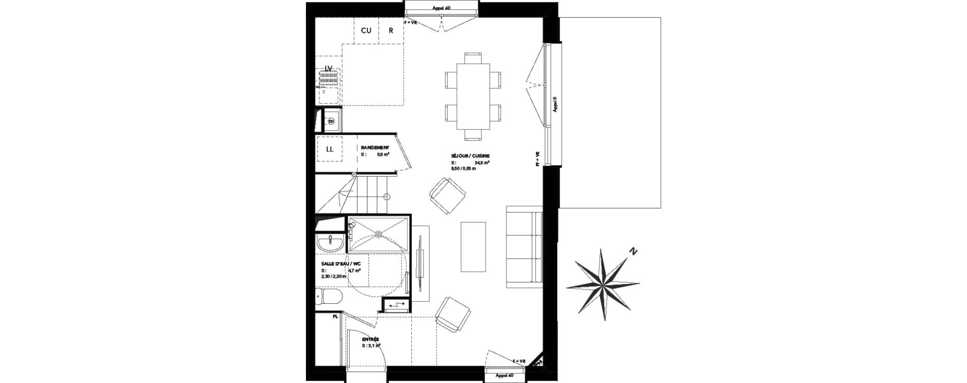 Appartement T4 de 85,50 m2 &agrave; Bruges Cimeti&egrave;re nord - petit bruges