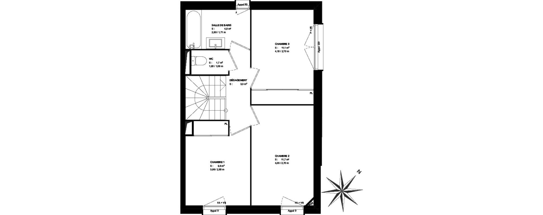 Appartement T4 de 85,50 m2 &agrave; Bruges Cimeti&egrave;re nord - petit bruges