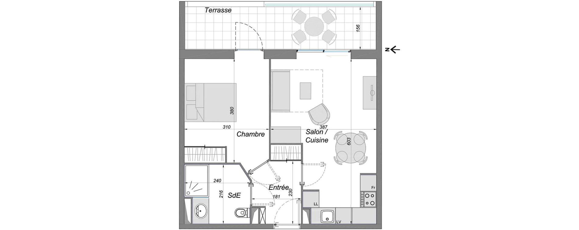 Appartement T2 de 40,60 m2 &agrave; Bruges Centre