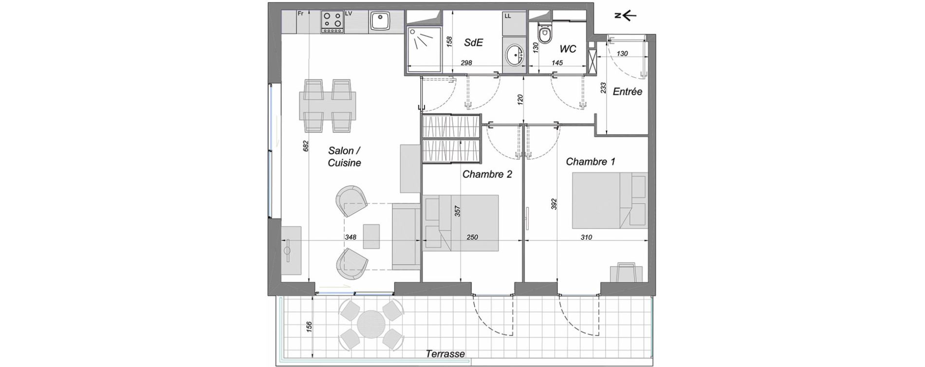 Appartement T3 de 59,40 m2 &agrave; Bruges Centre