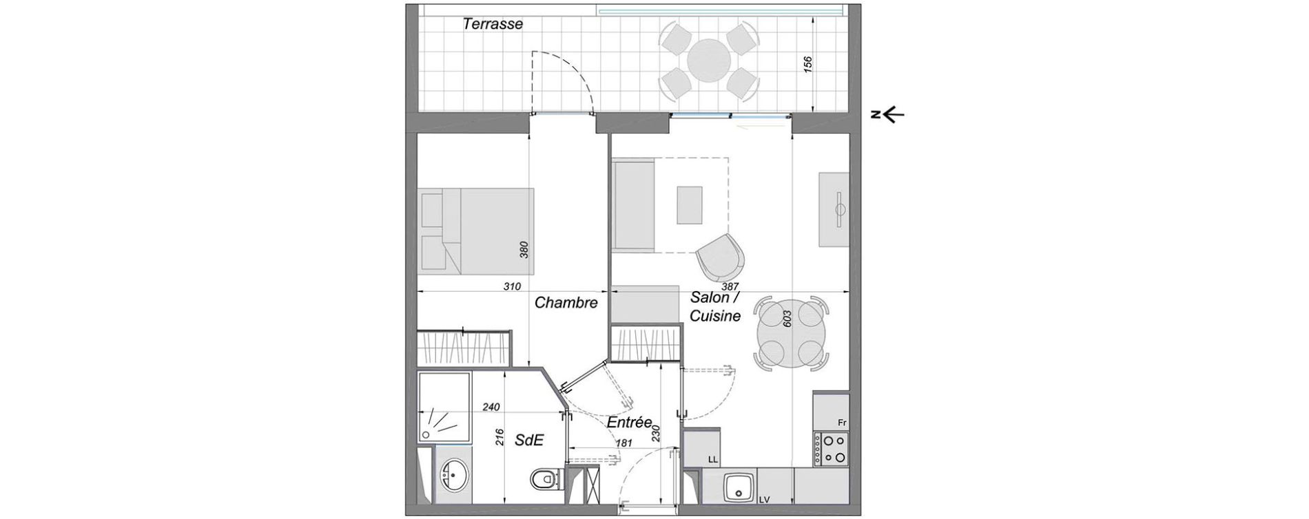 Appartement T2 de 40,60 m2 &agrave; Bruges Centre