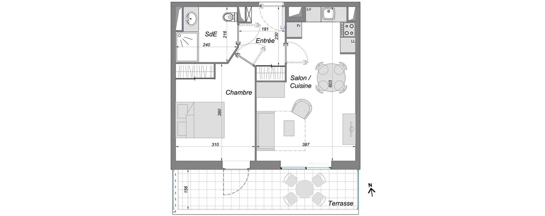 Appartement T2 de 40,10 m2 &agrave; Bruges Centre
