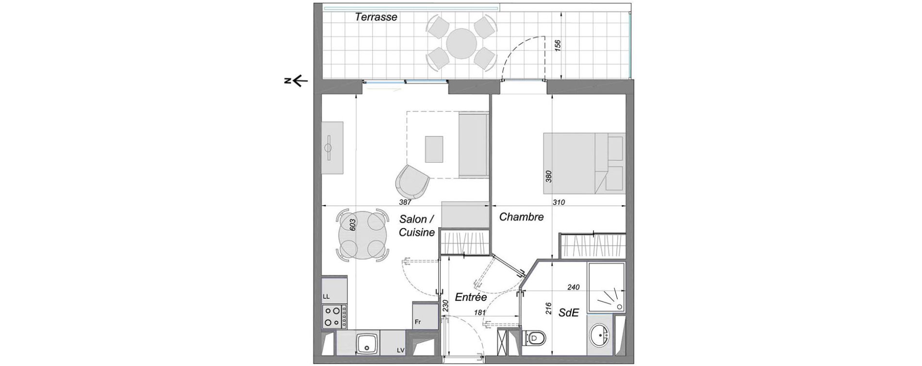 Appartement T2 de 40,10 m2 &agrave; Bruges Centre