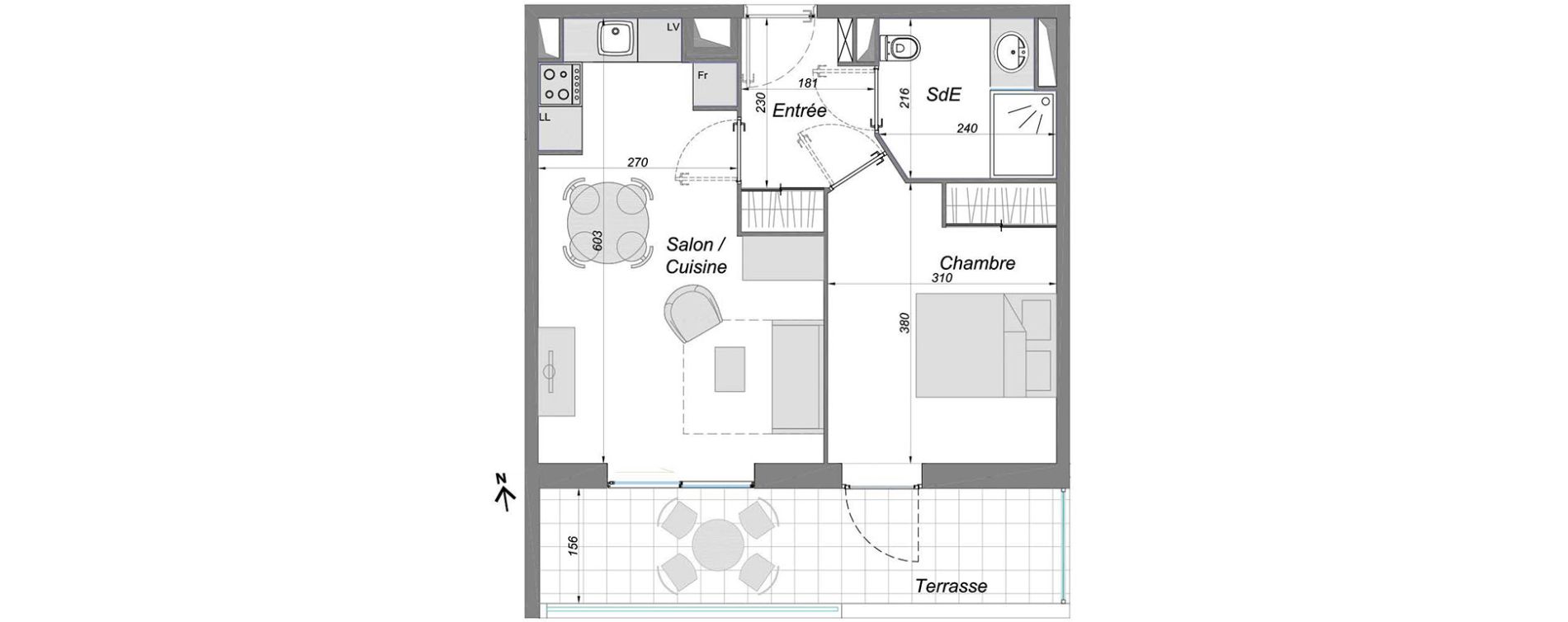 Appartement T2 de 40,10 m2 &agrave; Bruges Centre