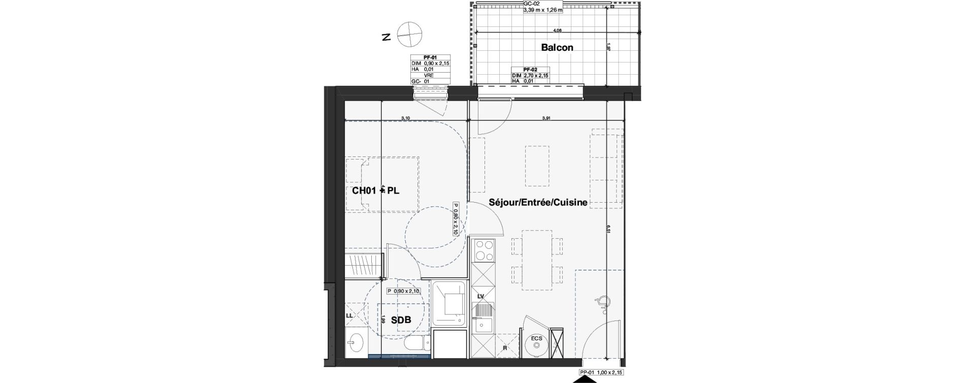 Appartement T2 de 44,58 m2 &agrave; Camblanes-Et-Meynac Centre