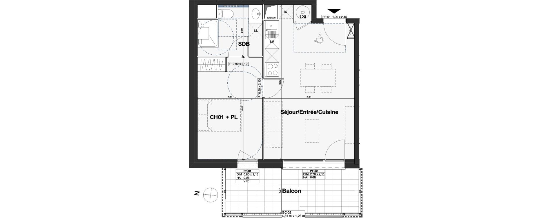 Appartement T2 de 42,18 m2 &agrave; Camblanes-Et-Meynac Centre