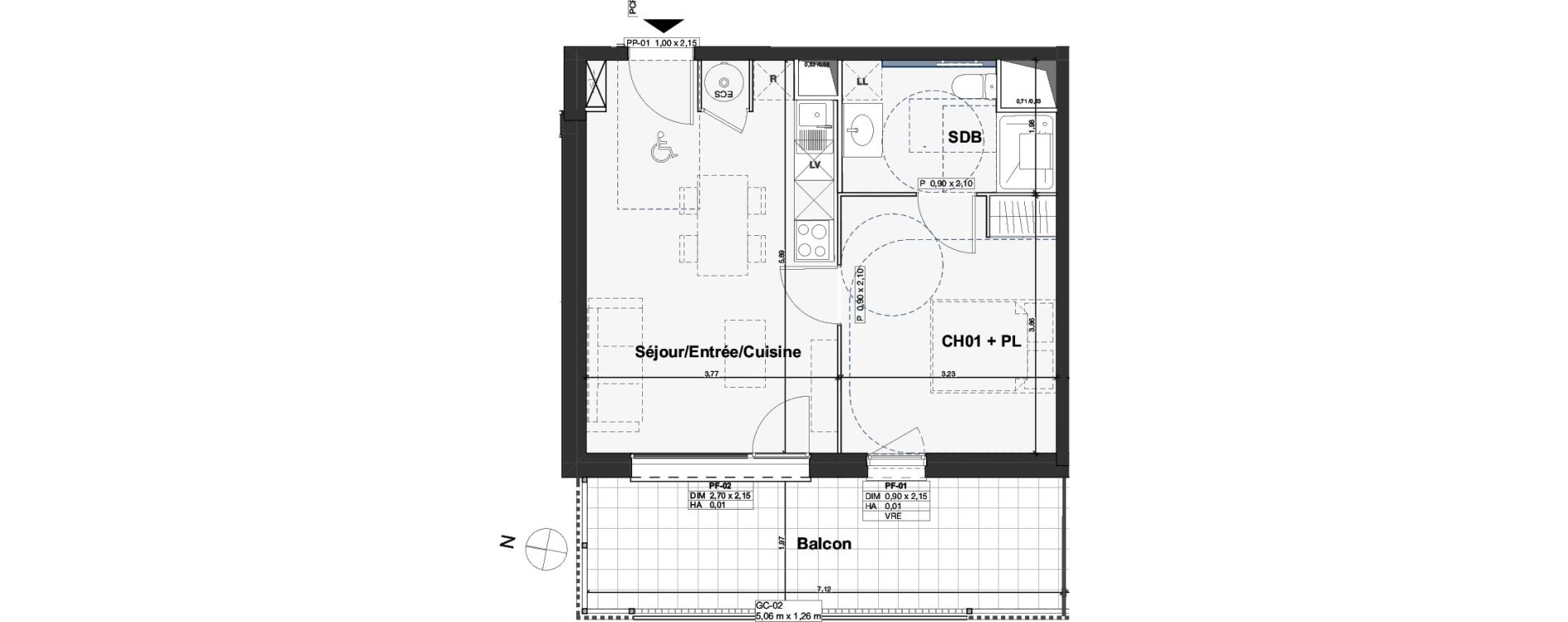 Appartement T2 de 39,79 m2 &agrave; Camblanes-Et-Meynac Centre