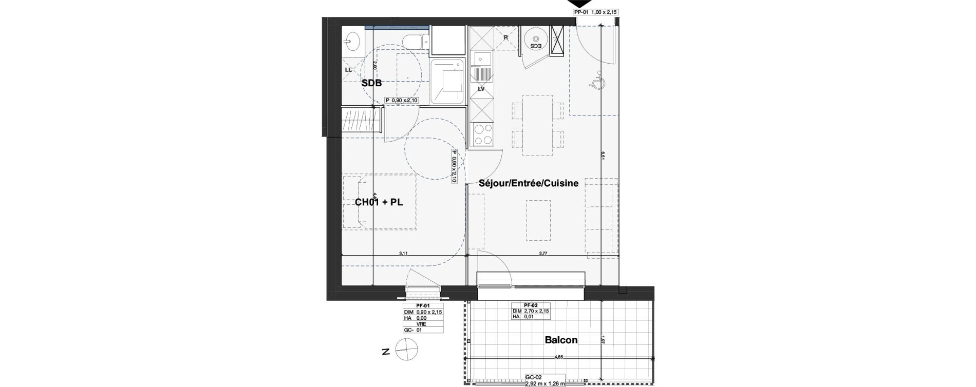 Appartement T2 de 43,70 m2 &agrave; Camblanes-Et-Meynac Centre