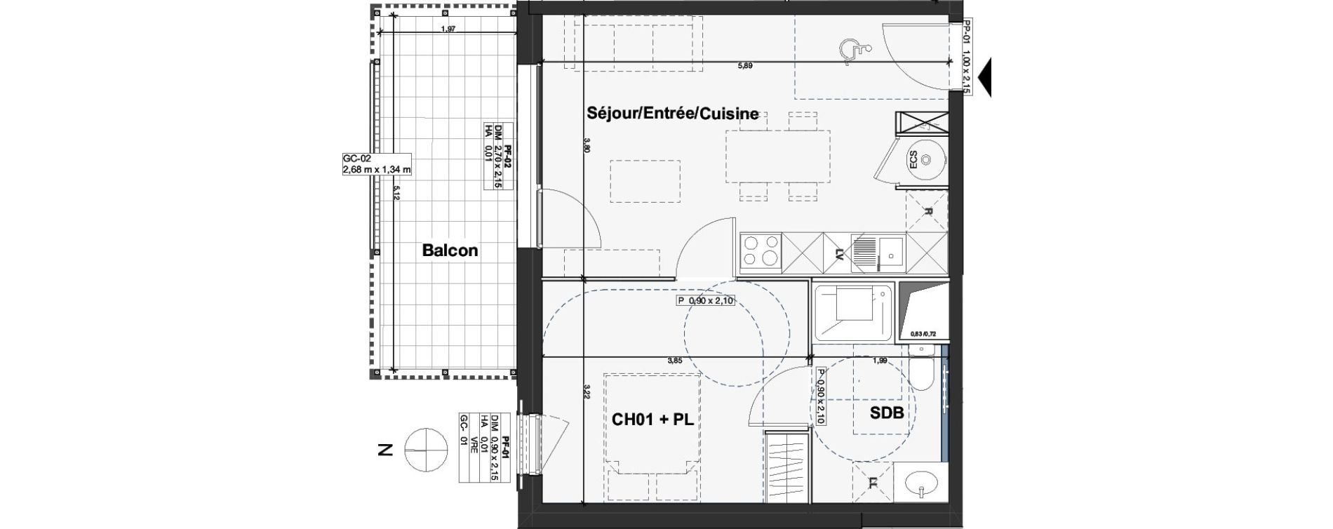 Appartement T2 de 40,32 m2 &agrave; Camblanes-Et-Meynac Centre