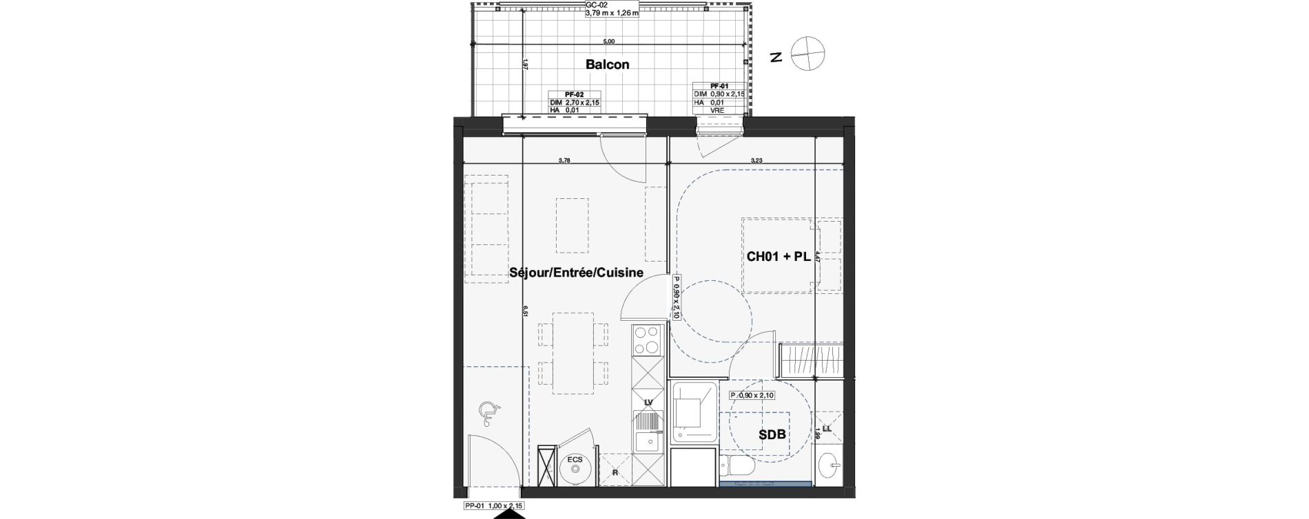 Appartement T2 de 44,61 m2 &agrave; Camblanes-Et-Meynac Centre