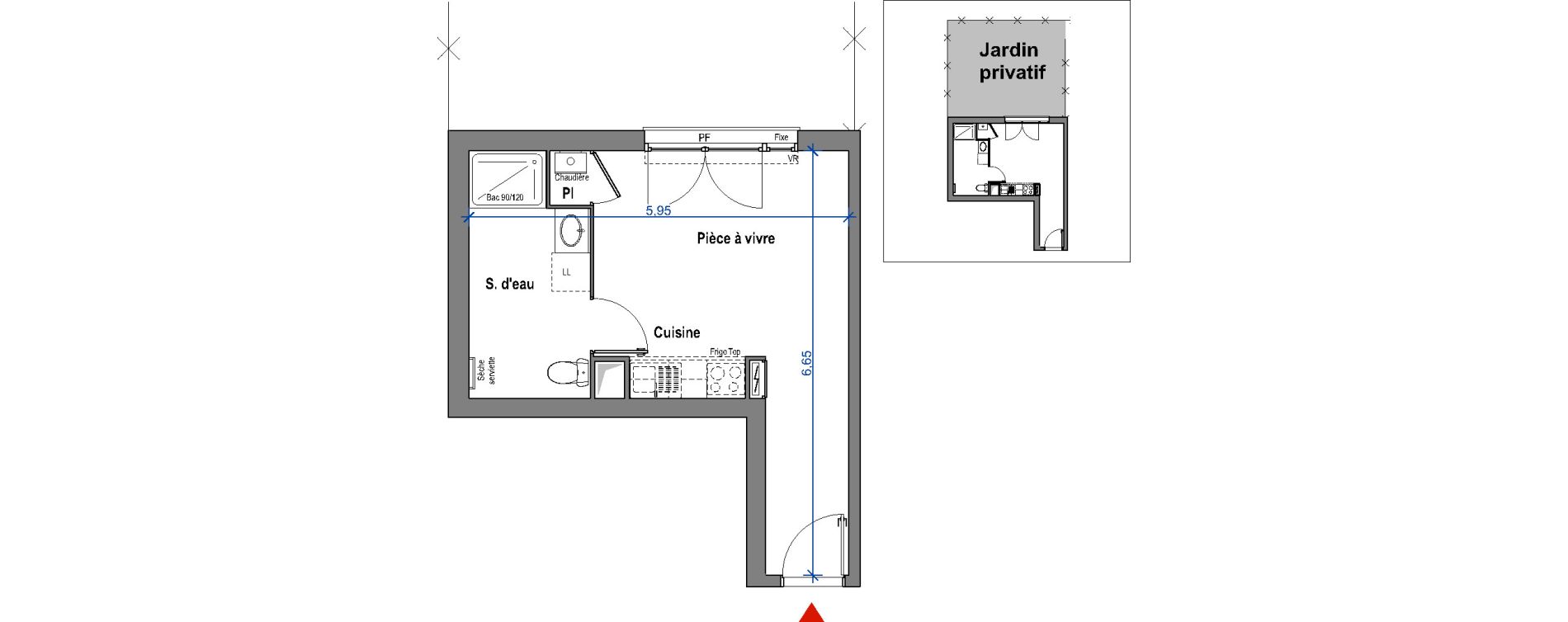 Appartement T1 de 25,87 m2 &agrave; Carbon-Blanc Carbon blanc centre