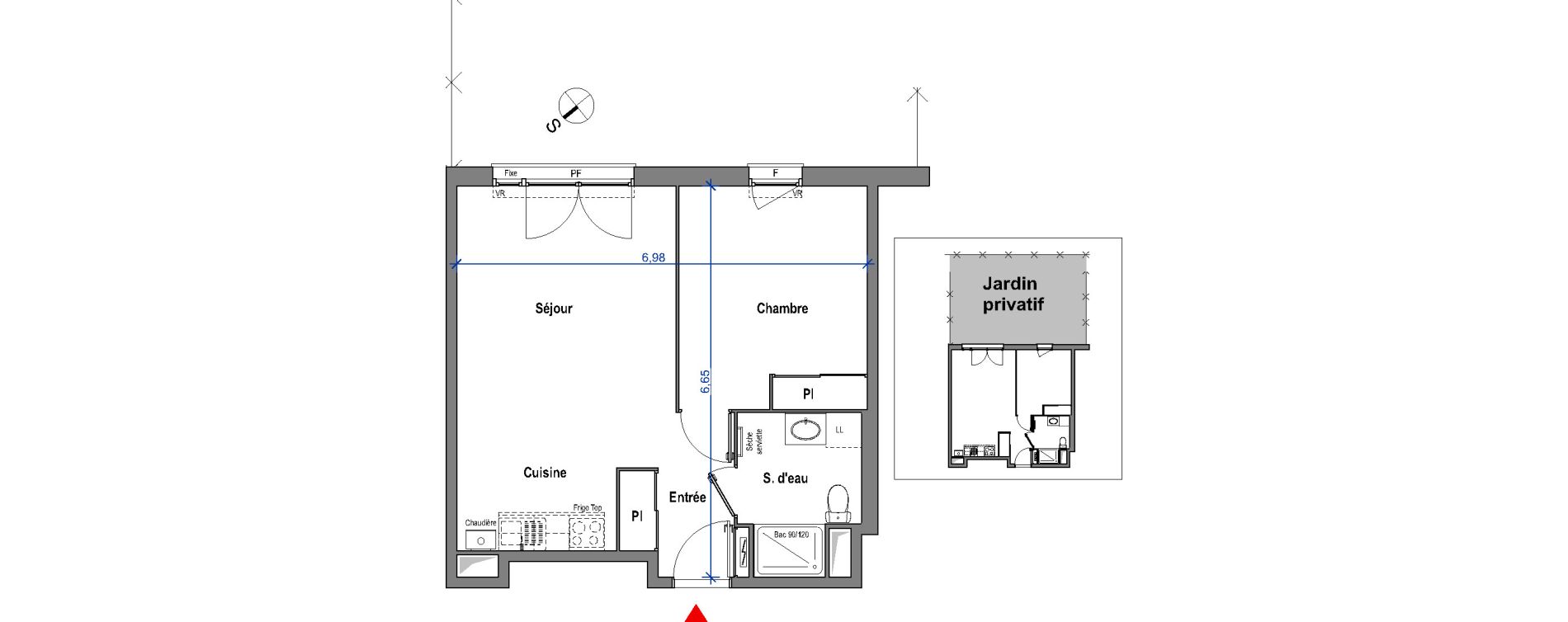 Appartement T2 de 44,02 m2 &agrave; Carbon-Blanc Carbon blanc centre