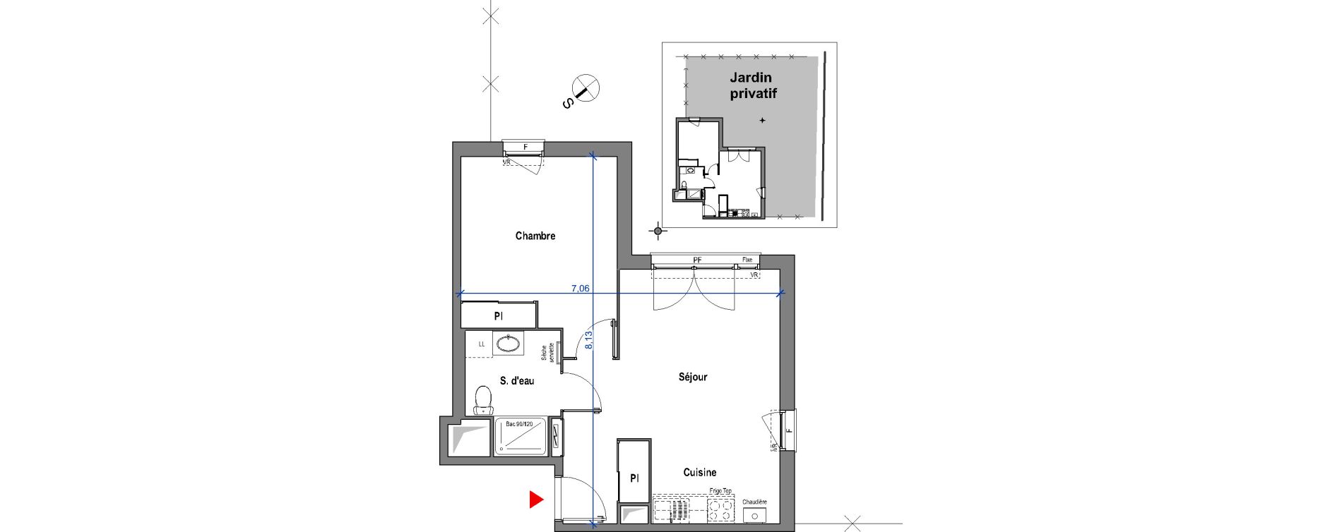 Appartement T2 de 43,94 m2 &agrave; Carbon-Blanc Carbon blanc centre