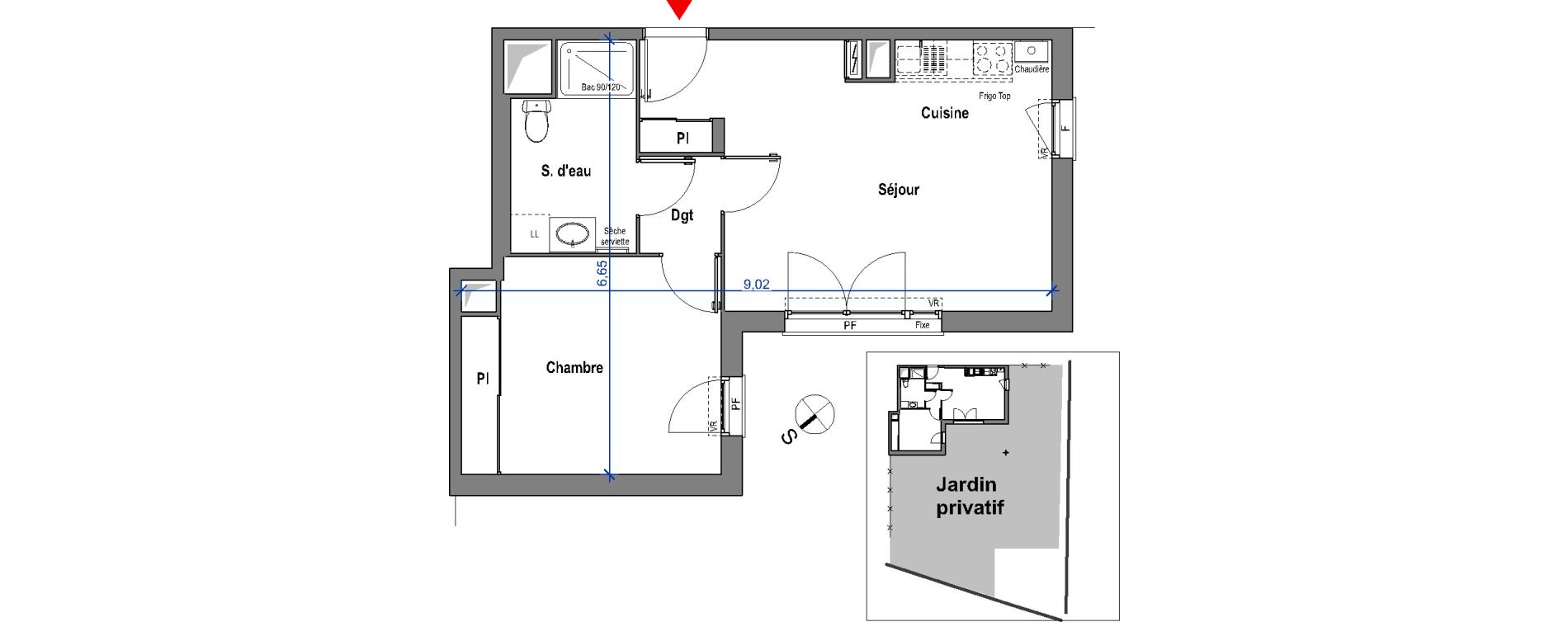 Appartement T2 de 43,44 m2 &agrave; Carbon-Blanc Carbon blanc centre