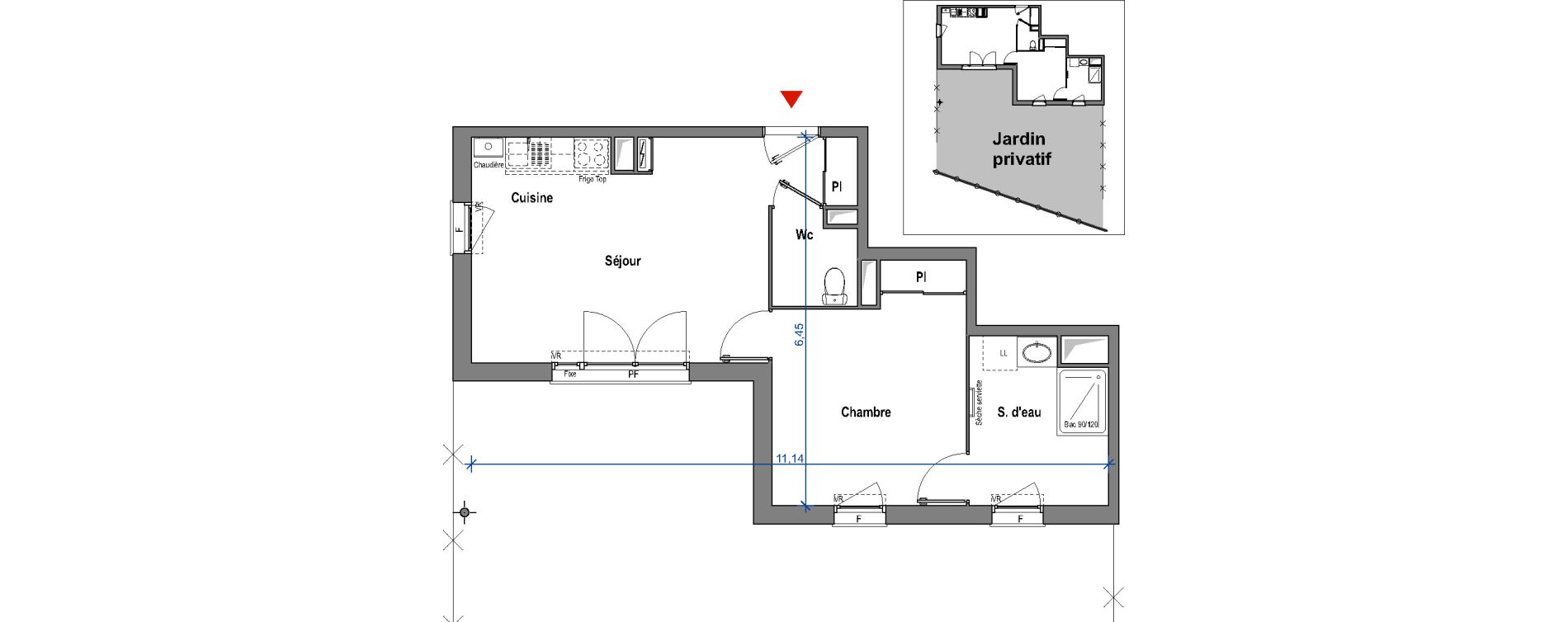 Appartement T2 de 44,04 m2 &agrave; Carbon-Blanc Carbon blanc centre