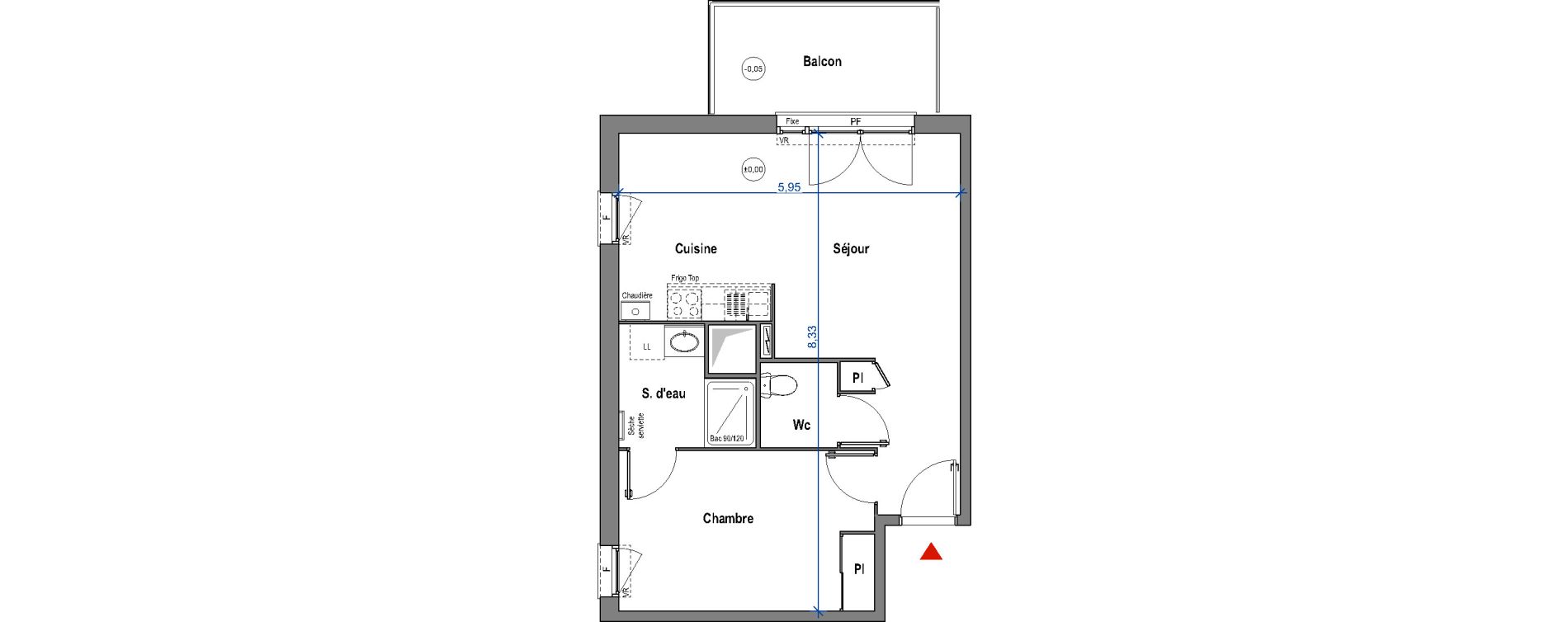 Appartement T2 de 45,17 m2 &agrave; Carbon-Blanc Carbon blanc centre