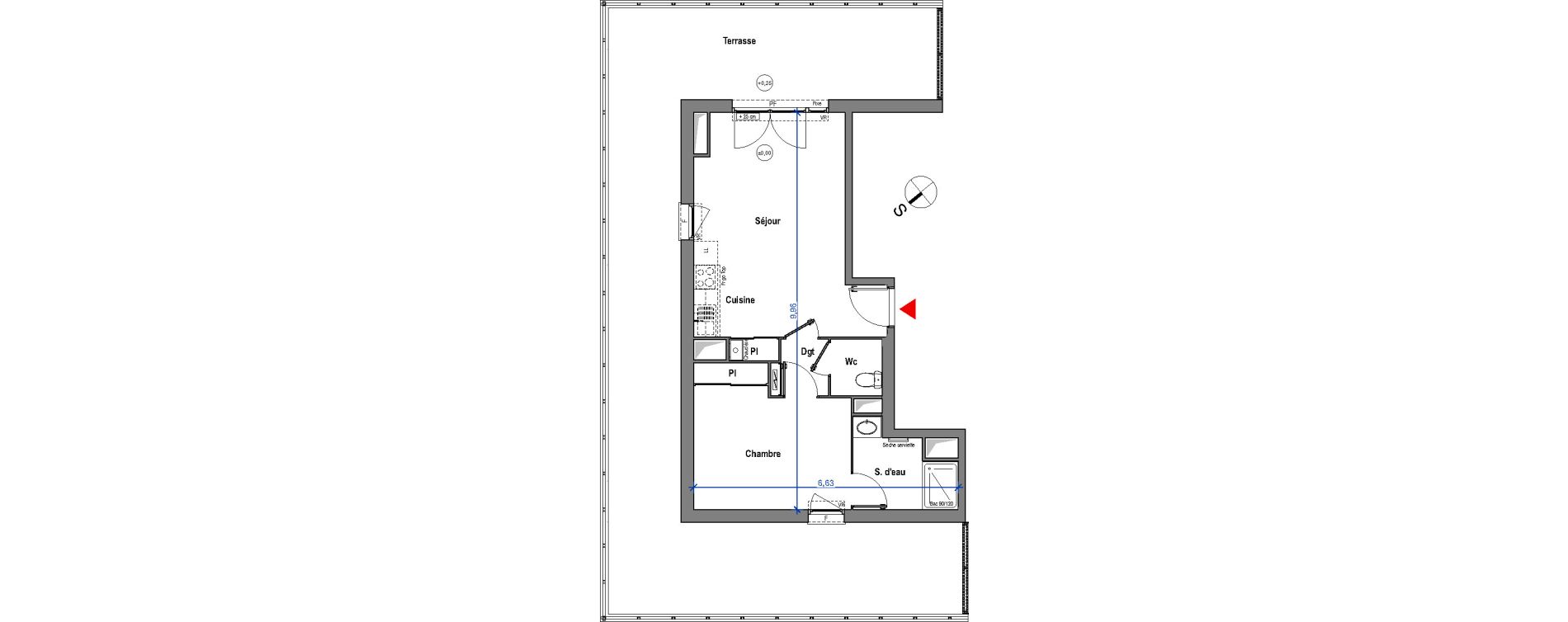 Appartement T2 de 44,79 m2 &agrave; Carbon-Blanc Carbon blanc centre