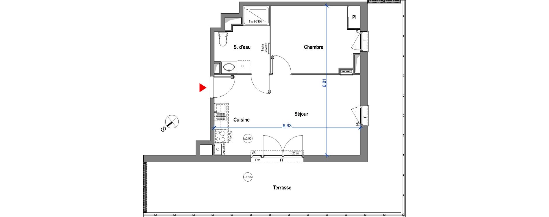 Appartement T2 de 42,59 m2 &agrave; Carbon-Blanc Carbon blanc centre