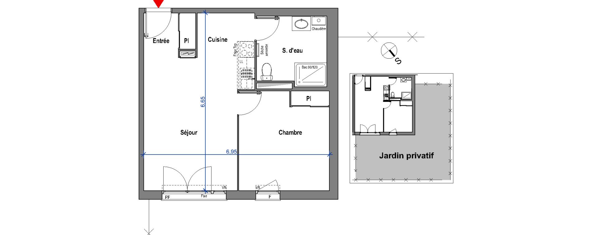 Appartement T2 de 45,05 m2 &agrave; Carbon-Blanc Carbon blanc centre