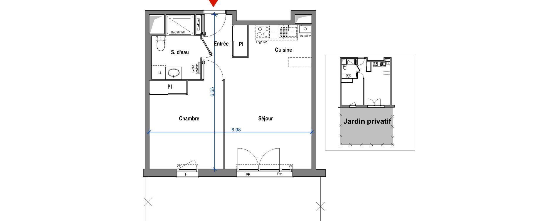 Appartement T2 de 43,16 m2 &agrave; Carbon-Blanc Carbon blanc centre