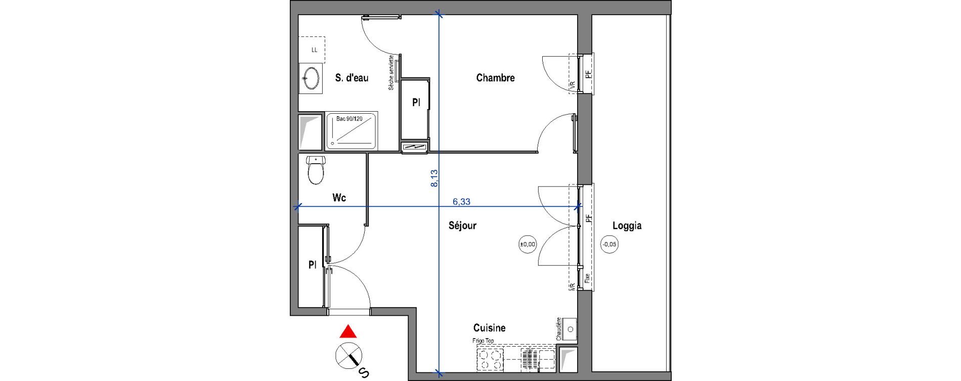 Appartement T2 de 46,77 m2 &agrave; Carbon-Blanc Carbon blanc centre