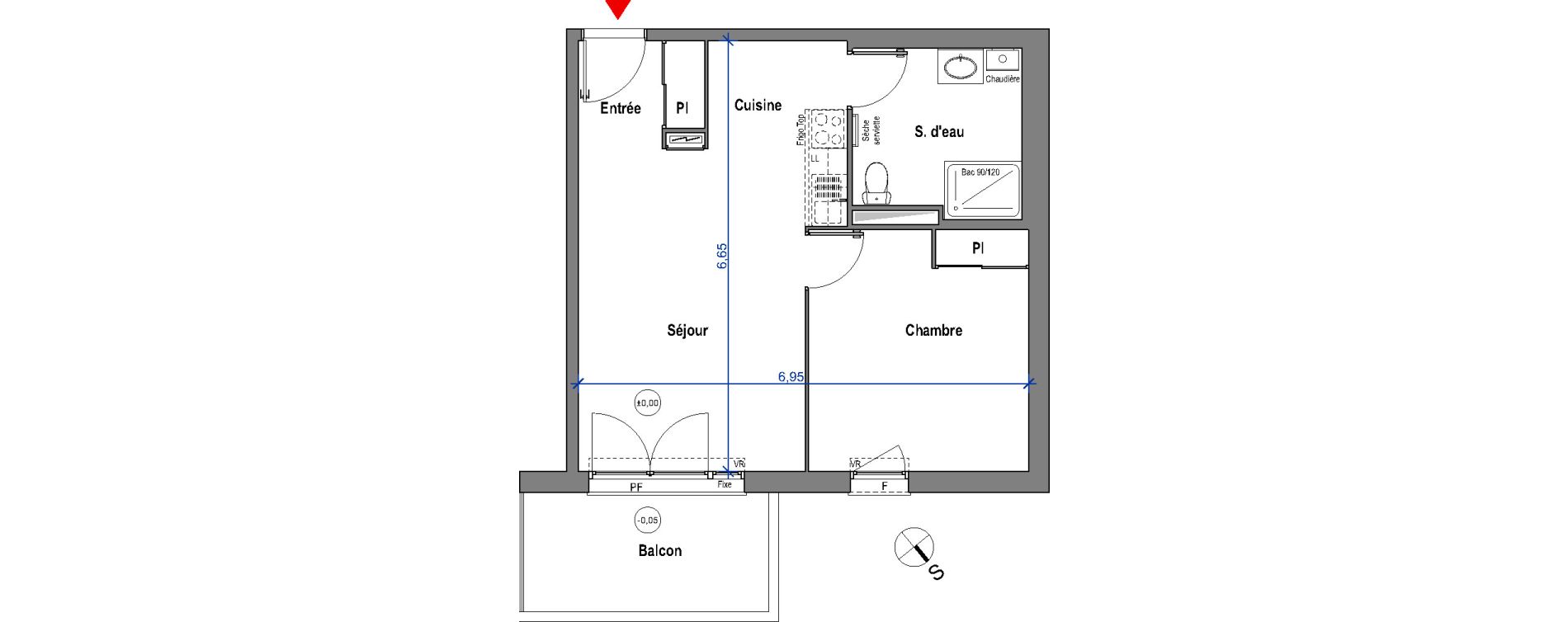 Appartement T2 de 45,05 m2 &agrave; Carbon-Blanc Carbon blanc centre