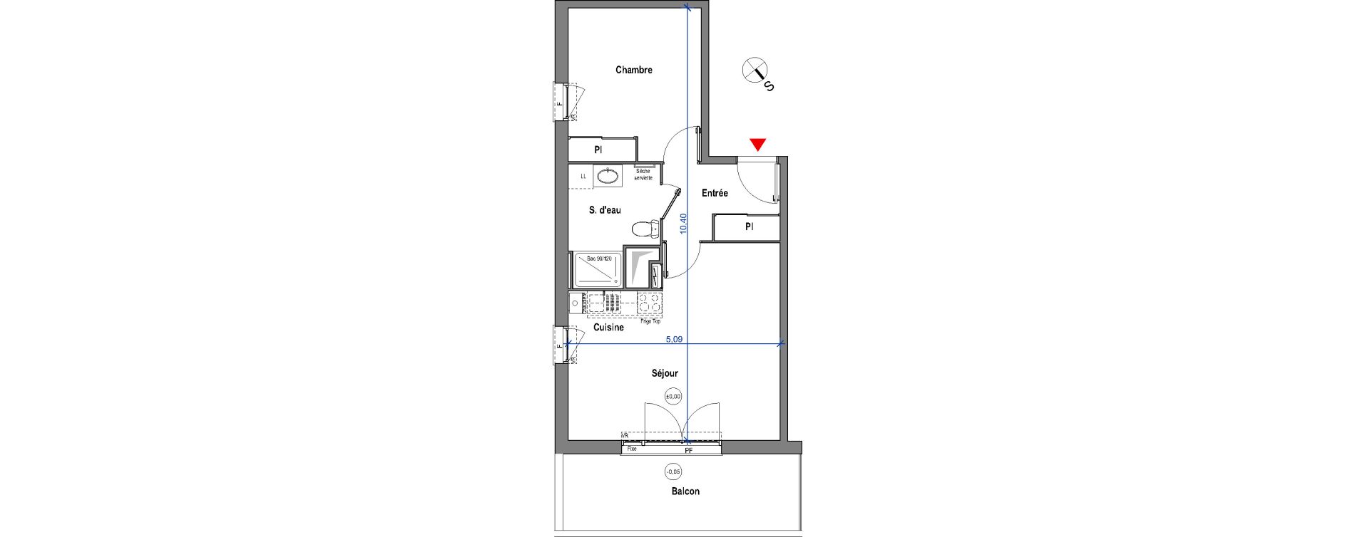 Appartement T2 de 45,11 m2 &agrave; Carbon-Blanc Carbon blanc centre