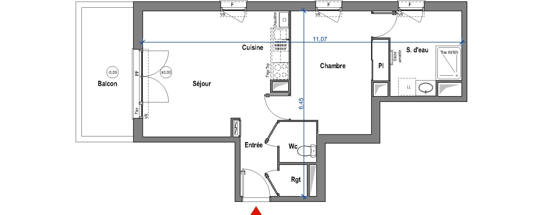 Appartement T2 de 47,03 m2 &agrave; Carbon-Blanc Carbon blanc centre