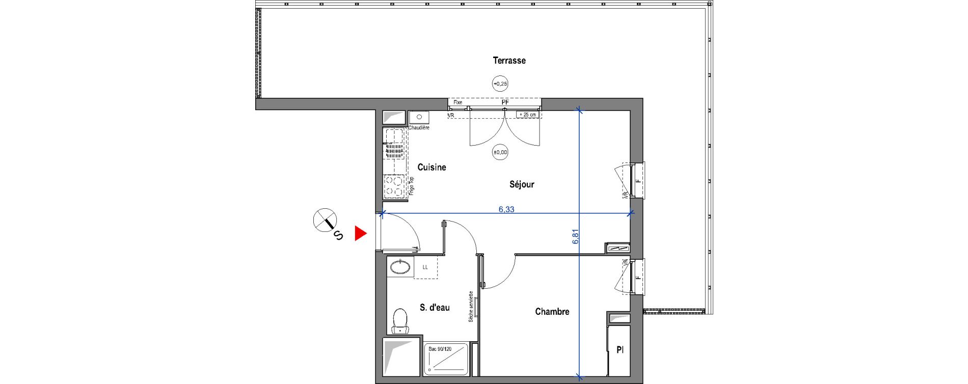 Appartement T2 de 41,30 m2 &agrave; Carbon-Blanc Carbon blanc centre