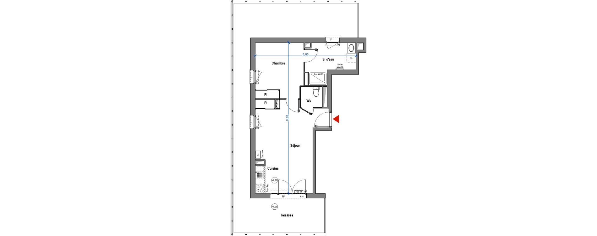 Appartement T2 de 44,73 m2 &agrave; Carbon-Blanc Carbon blanc centre