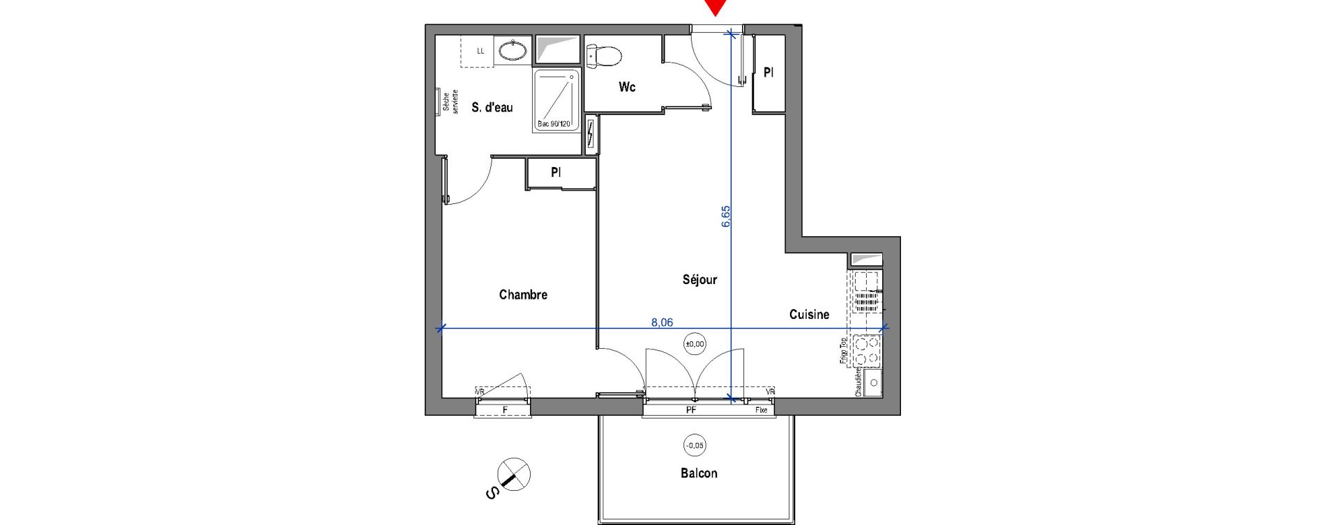 Appartement T2 de 46,03 m2 &agrave; Carbon-Blanc Carbon blanc centre