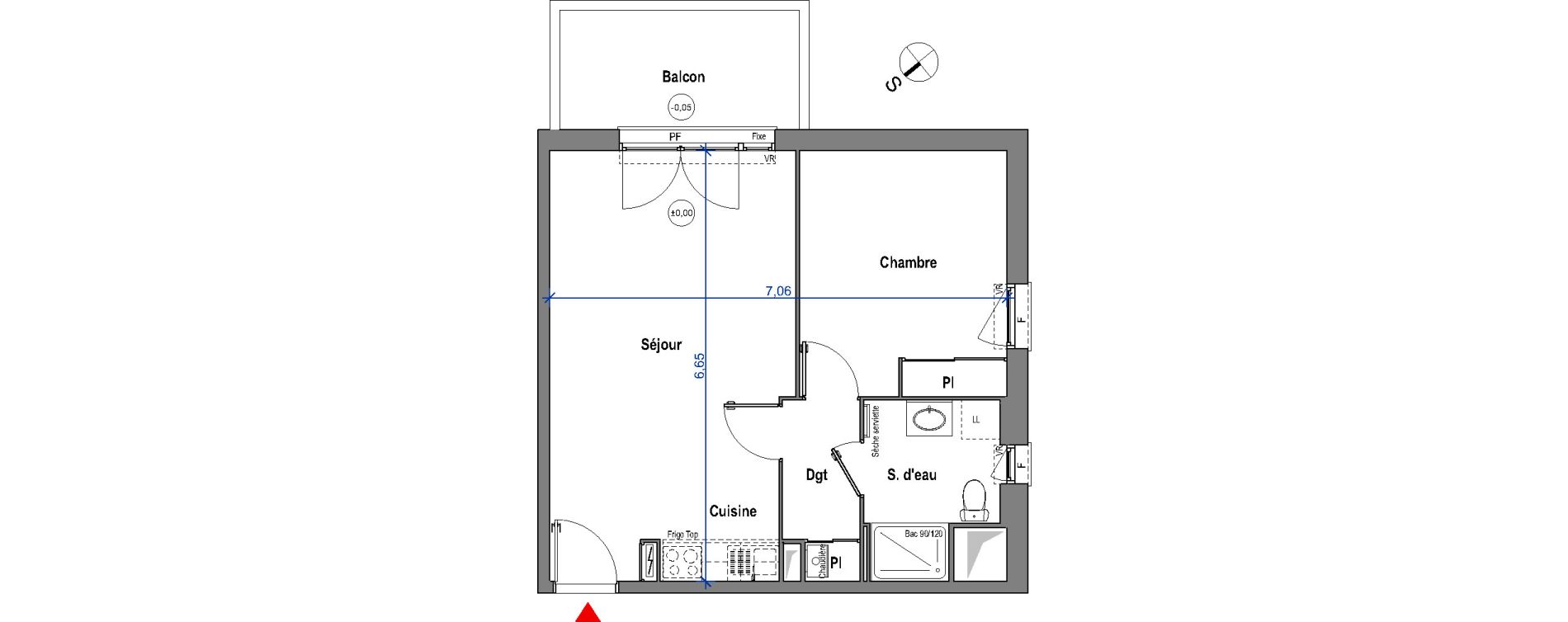 Appartement T2 de 45,61 m2 &agrave; Carbon-Blanc Carbon blanc centre