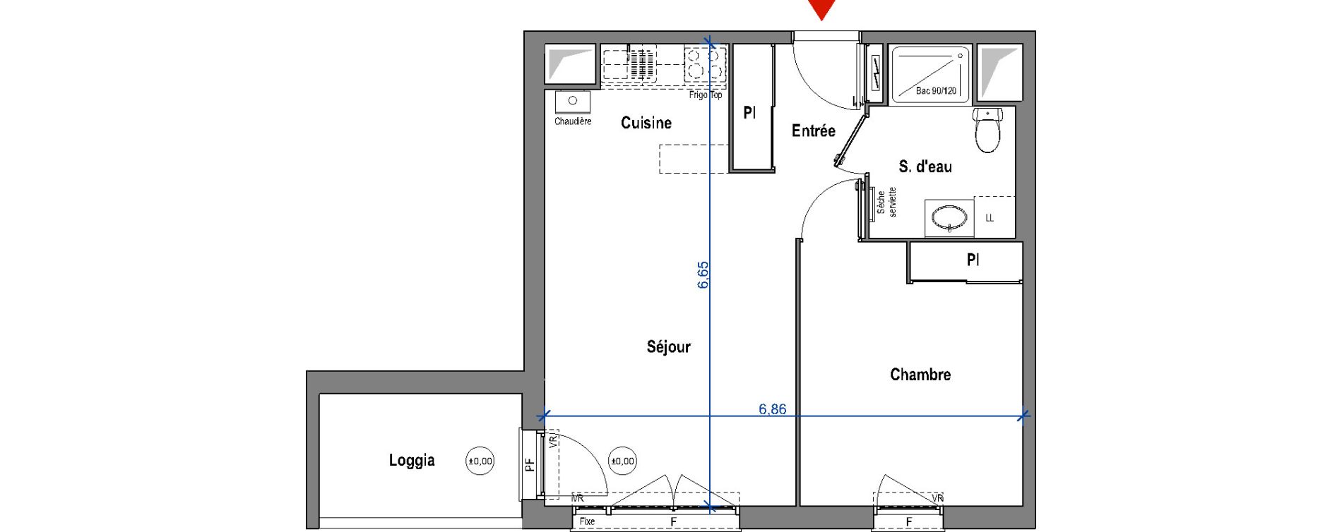 Appartement T2 de 43,39 m2 &agrave; Carbon-Blanc Carbon blanc centre