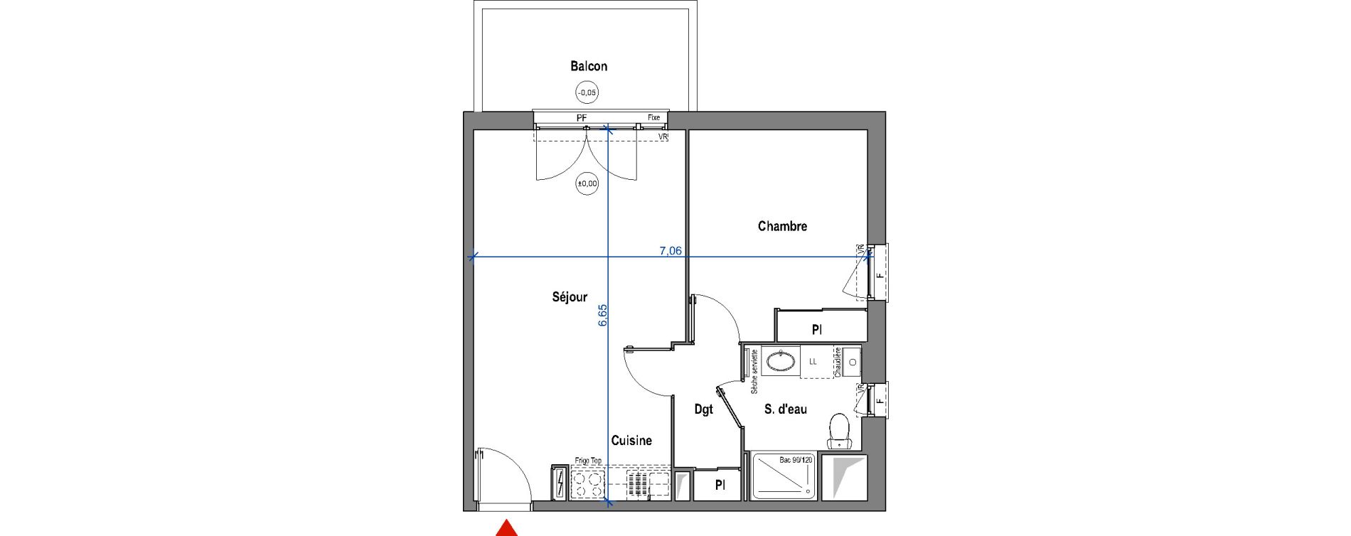 Appartement T2 de 44,72 m2 &agrave; Carbon-Blanc Carbon blanc centre
