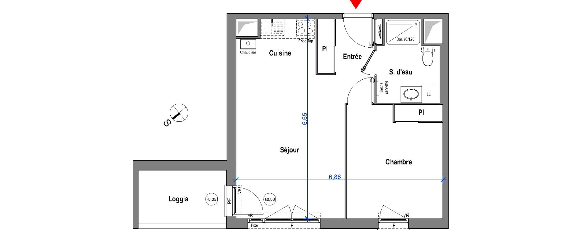 Appartement T2 de 44,26 m2 &agrave; Carbon-Blanc Carbon blanc centre