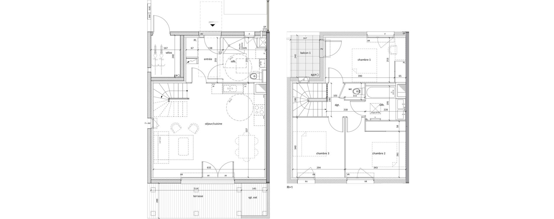 Maison T4 de 82,80 m2 &agrave; Carbon-Blanc Nord