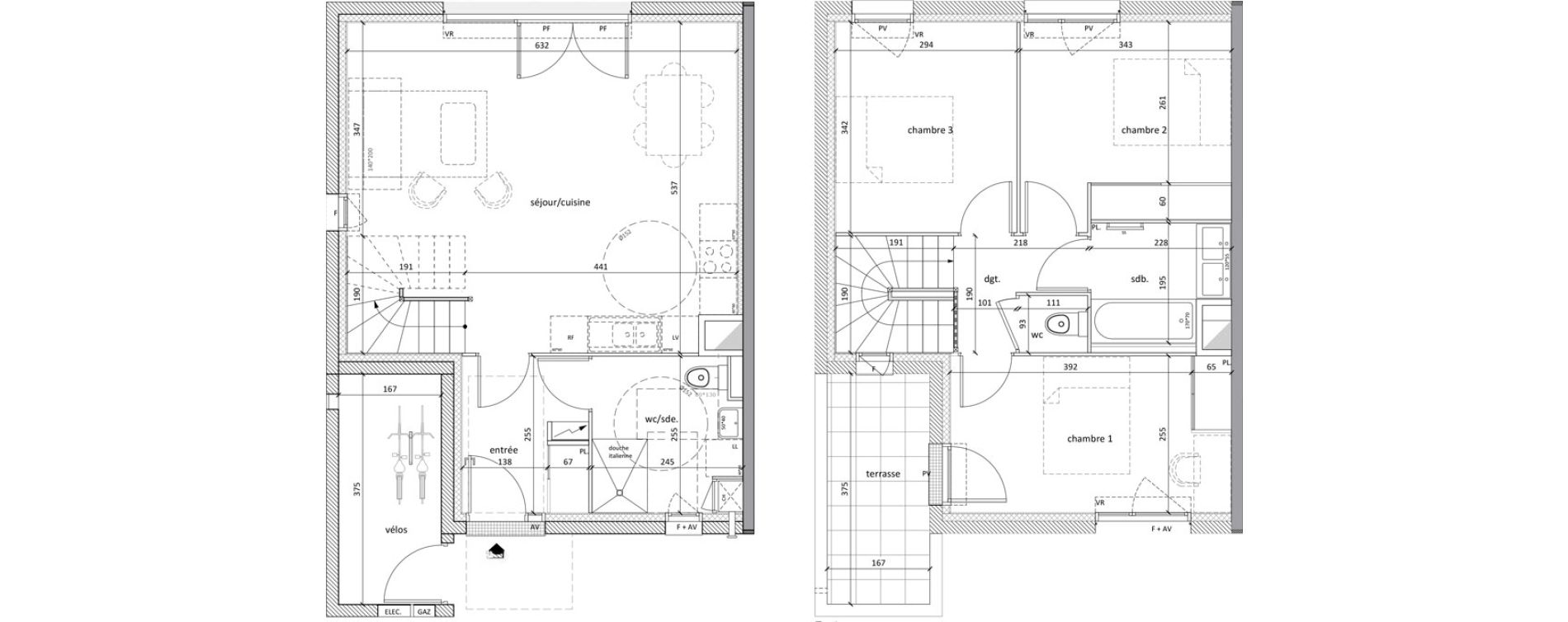 Maison T4 de 82,50 m2 &agrave; Carbon-Blanc Nord