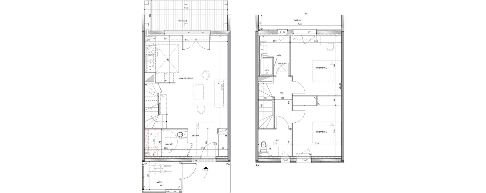 Maison T3 de 79,30 m2 &agrave; Carbon-Blanc Nord