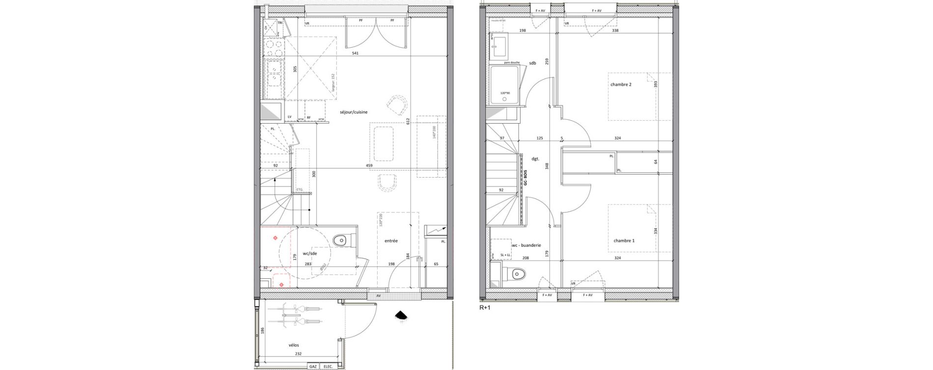 Maison T3 de 78,90 m2 &agrave; Carbon-Blanc Nord