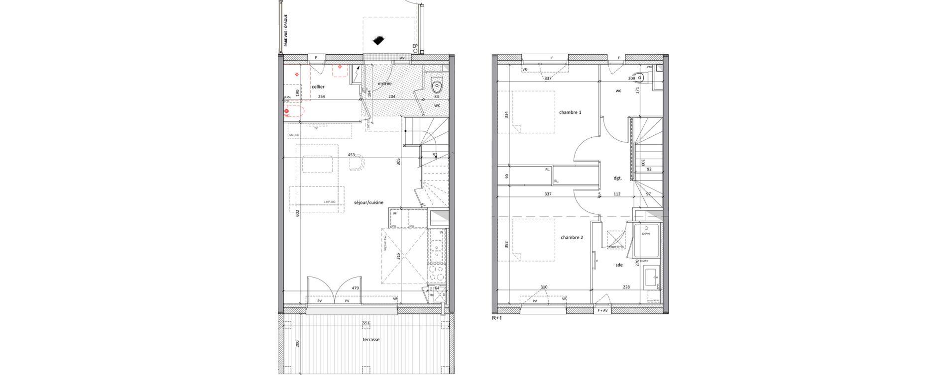 Maison T3 de 78,60 m2 &agrave; Carbon-Blanc Nord