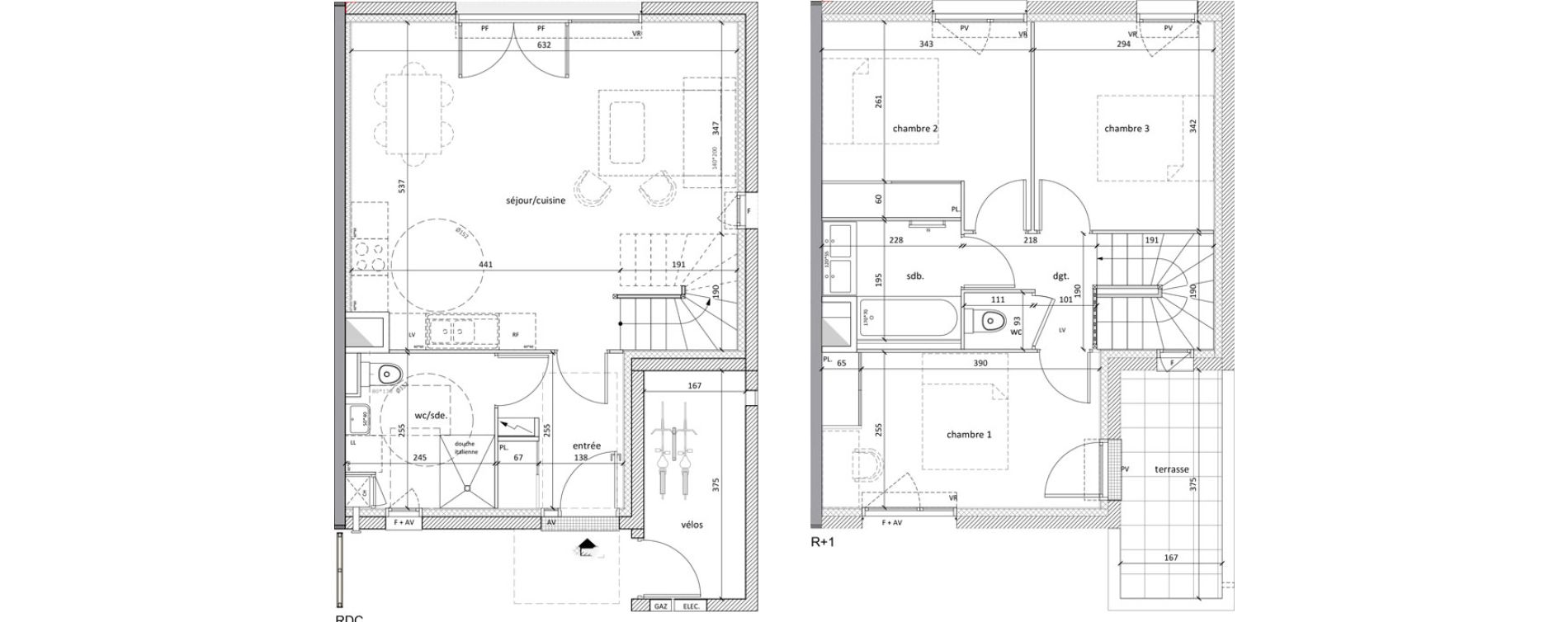 Maison T4 de 82,50 m2 &agrave; Carbon-Blanc Nord