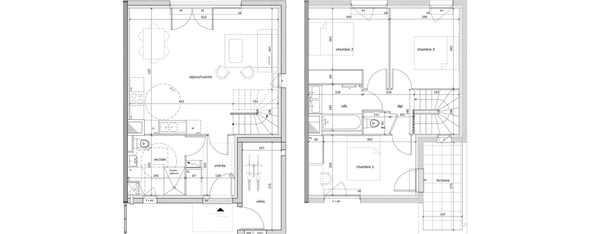 Maison T4 de 82,50 m2 &agrave; Carbon-Blanc Nord