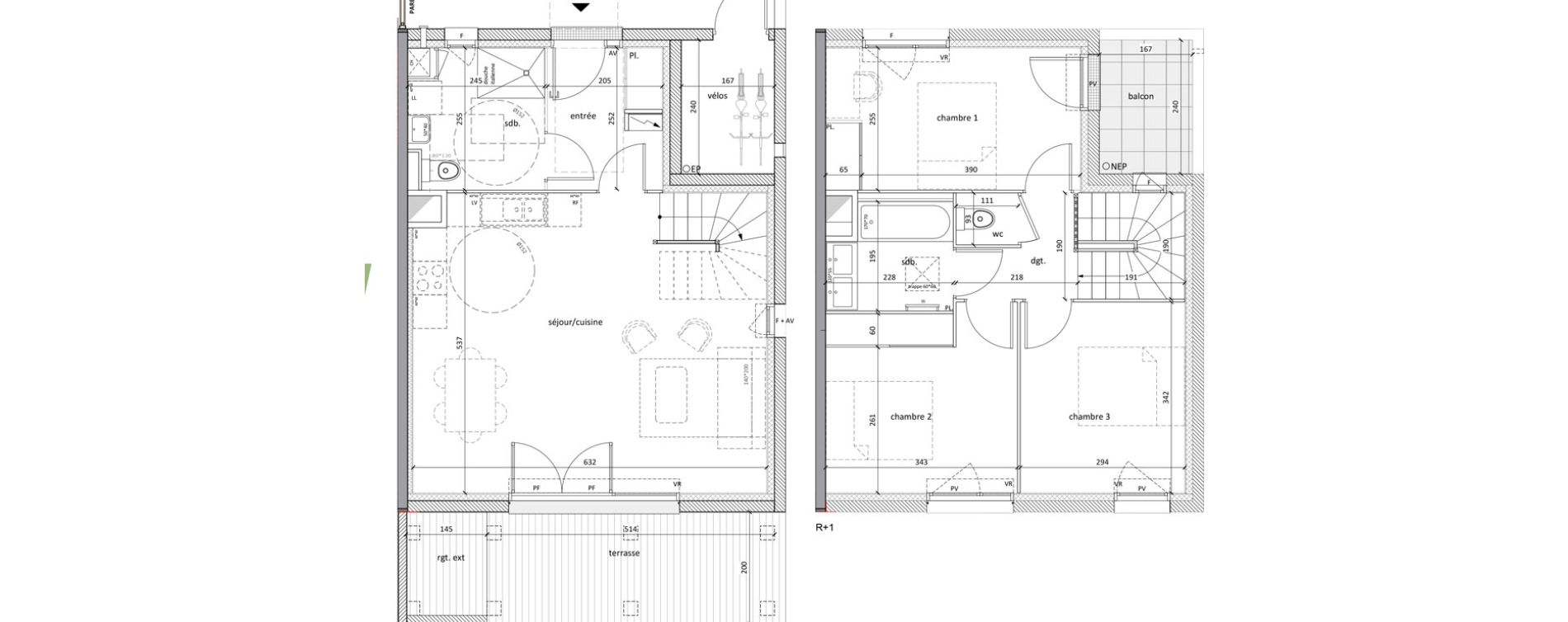 Maison T4 de 82,80 m2 &agrave; Carbon-Blanc Nord