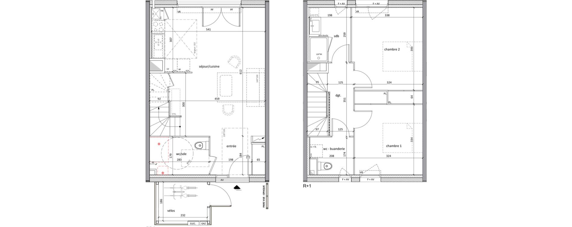 Maison T3 de 78,90 m2 &agrave; Carbon-Blanc Nord