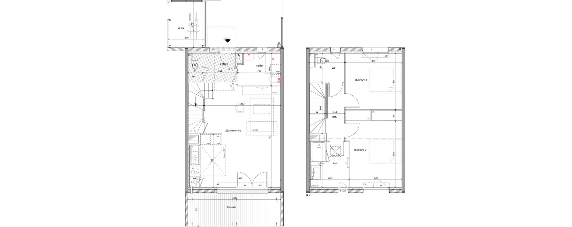 Maison T3 de 78,60 m2 &agrave; Carbon-Blanc Nord