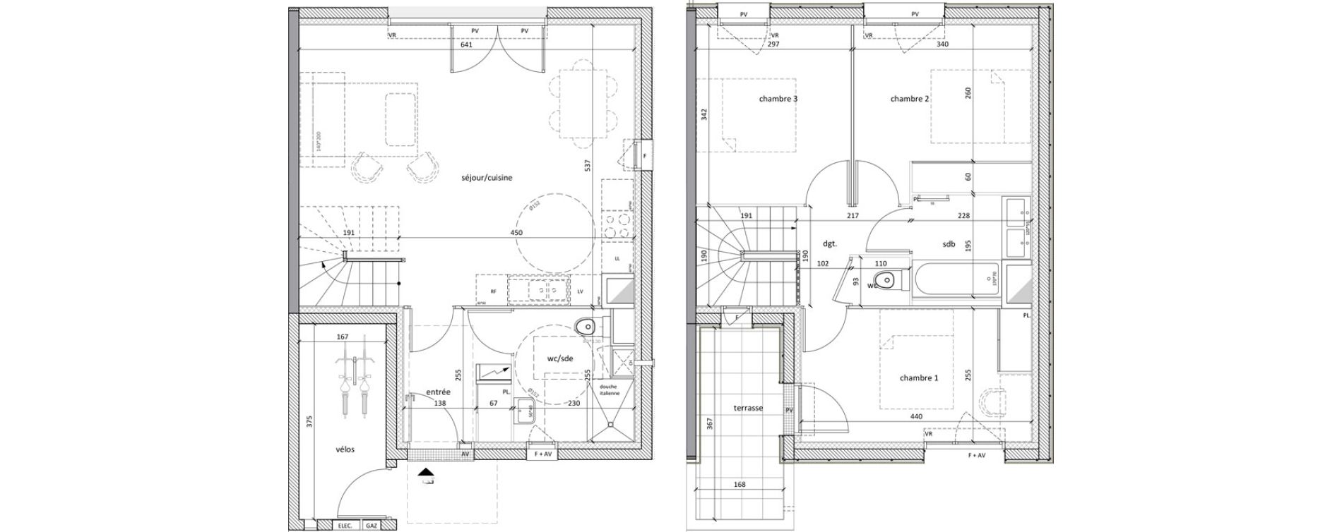 Maison T4 de 82,20 m2 &agrave; Carbon-Blanc Nord