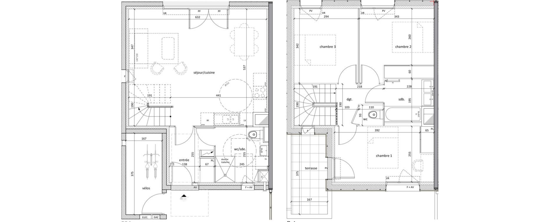 Maison T4 de 82,50 m2 &agrave; Carbon-Blanc Nord