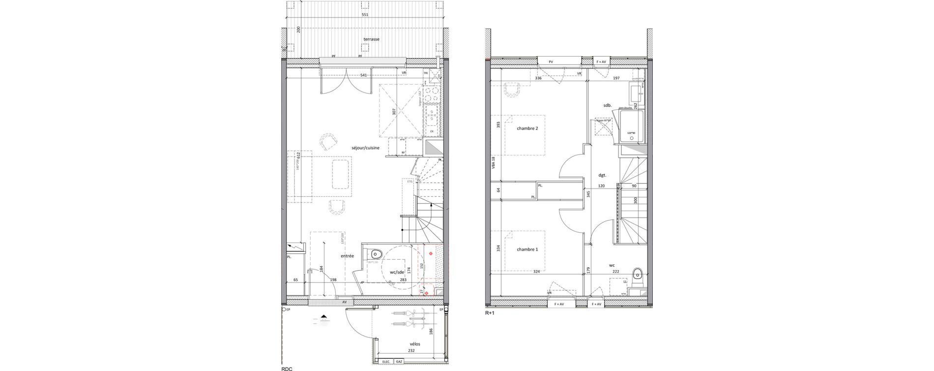 Maison T3 de 79,30 m2 &agrave; Carbon-Blanc Nord