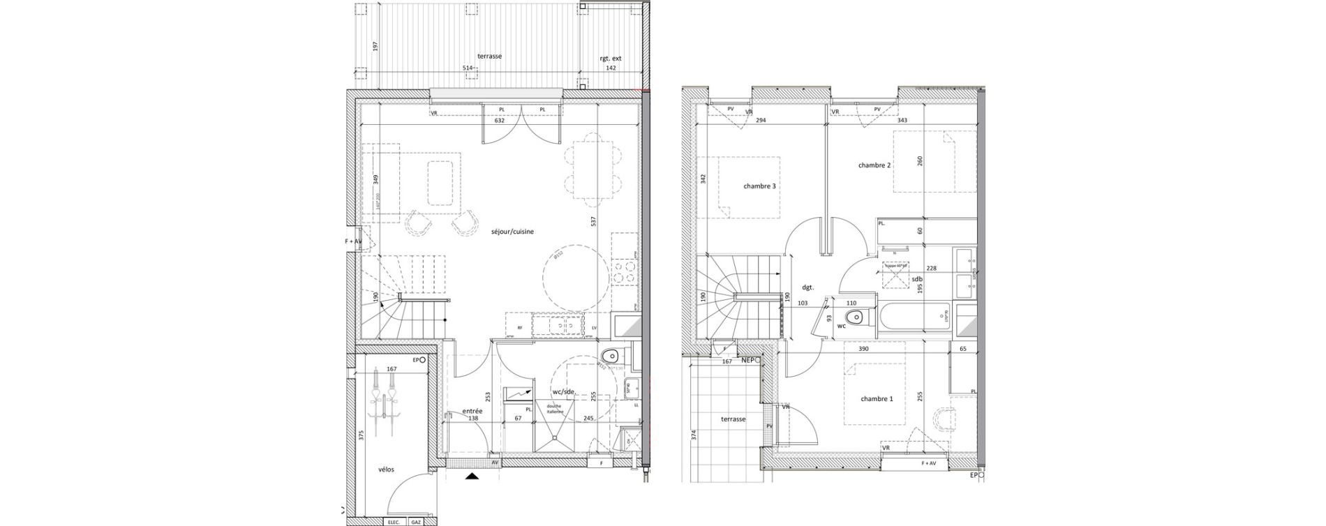 Maison T4 de 82,50 m2 &agrave; Carbon-Blanc Nord