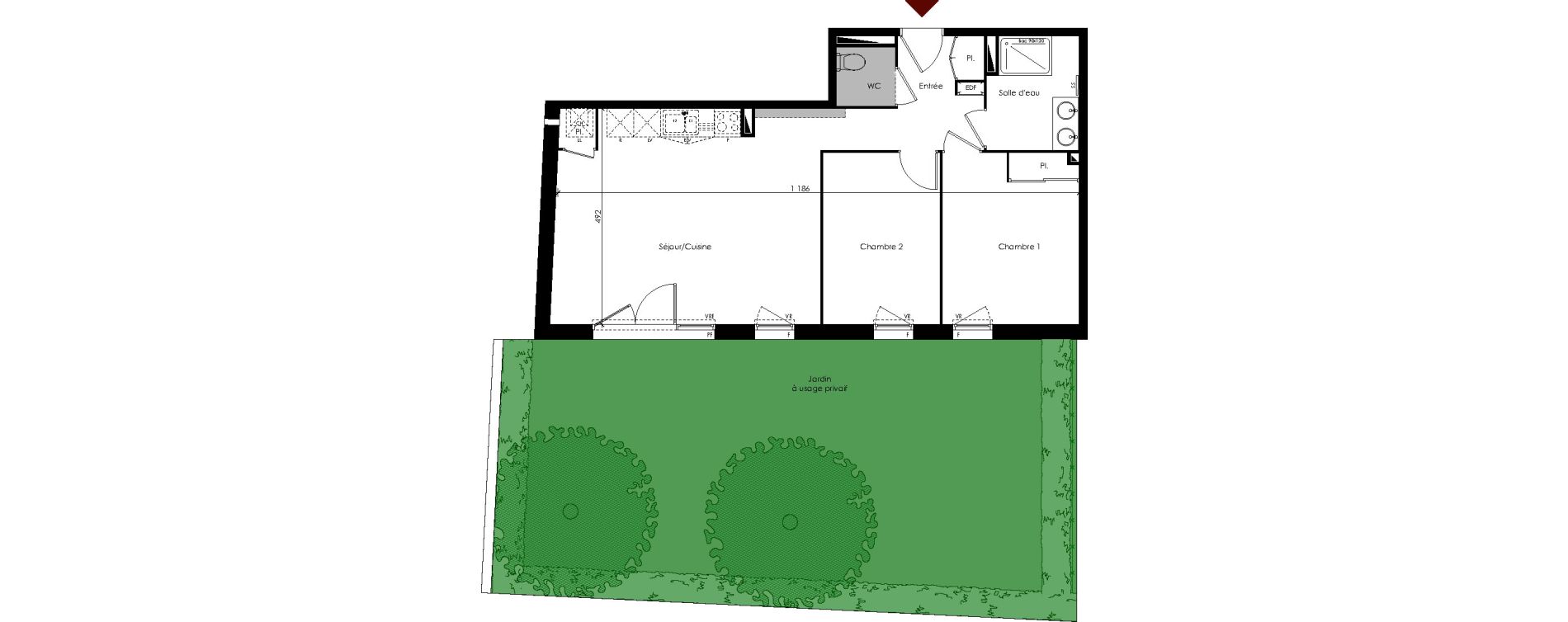 Appartement T3 de 65,40 m2 &agrave; Carbon-Blanc Centre